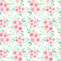 seamless pattern with pink flowers