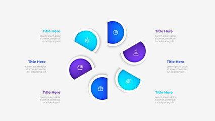 Naklejka premium Vector infographic. Cycle diagram with 6 options, steps or processes. Presentation slide