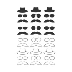 Mustache glasses hipster icon. Gentelmen set vector ilustration.