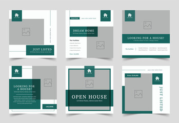 Modern real estate social media banner template, just listed banner, home sale, vector banner