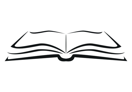 book - black and white vector symbol illustration of an open book, white background