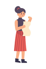 woman with tax document and money