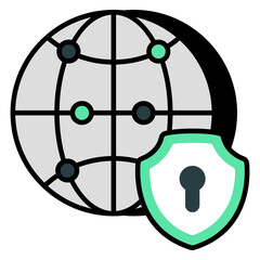 Conceptual flat design icon of global security 