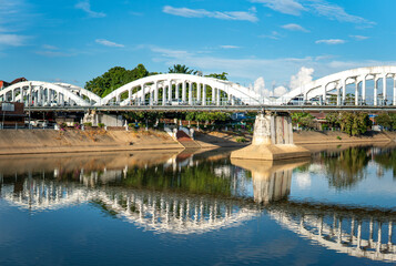 Ratsadaphisek Bridge the bridge over the Wang River in Lampang Province, Thailand
