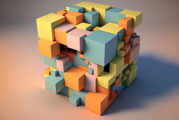 Obraz premium A Block of Multi-Colored Cubes