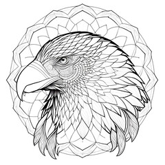 Mandala Condor Coloring Page, Condor Coloring Page, Animal Coloring Page, Generative AI