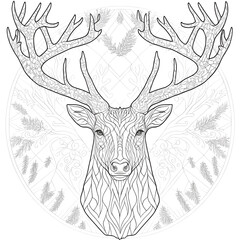 Mandala Elk Coloring Page, Elk Coloring Page, Animal Coloring Page, Generative AI