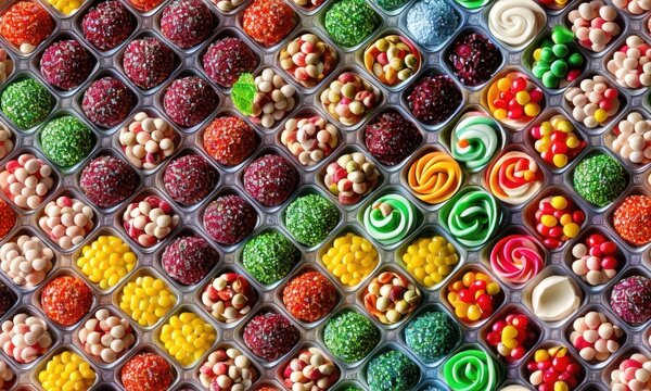 seamless, tileable background of colorful candy