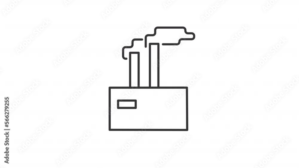 Aufkleber animated factory linear icon. industrial combustion. air pollution. environment contamination. seaml