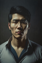 Fototapeta premium Asian man, AI digital illustration.