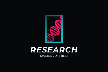 Modern Square Gen DNA for Biology Science Research Logo Design