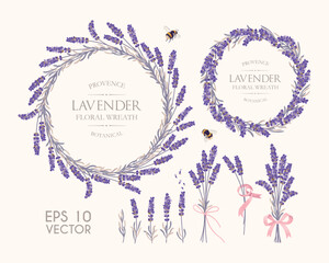 Big set of lavender flowers and wreaths © olga_igorevna