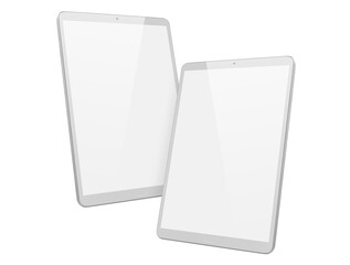 Two tablet computers, isolated on white background