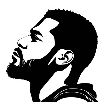 recommend clip art: Beautiful Strong Man Profile Silhouette Style Beard