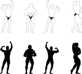 Bodybuilding sportsman illustration vector sketch