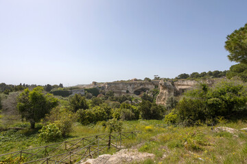 Fototapeta na wymiar View of the Latomia del Paradiso in Syracuse