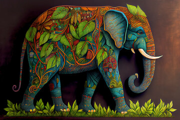 Fototapeta premium side view, an elephant in the jungle,