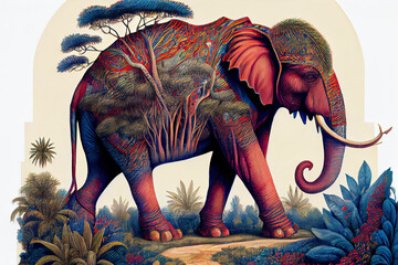 Obraz premium side view, an elephant in the jungle,