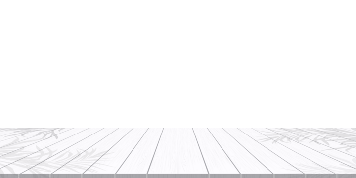 White wood floor panel texture.Backdrop banner Grey washed wooden boards with coconut palm leaves shadow,3D illustration Table top for Spring,Summer Promotions
