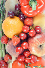 Fresh natural fruits and vegetables. Food containing healthy minerals and vitamins