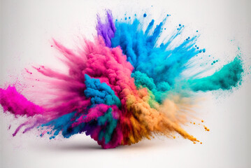 explosion of colored powder white background. abstract colored background. Generative ai