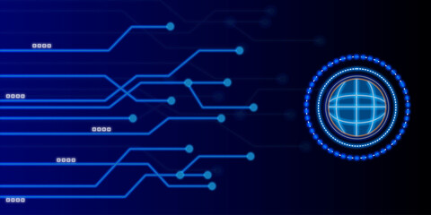Cyber technology world on electronic line network Vector Image.