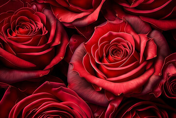 Natural red roses background Bouquet of fresh roses, flower bright background.generative ai
