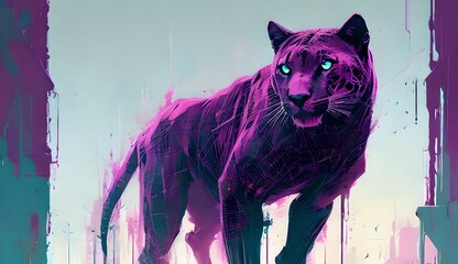 Big cat in the night AI generated