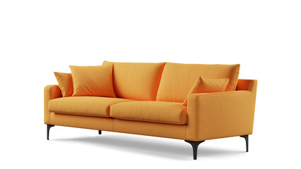 Modern sofa on isolated white background. Furniture for the modern interior, minimalist design. - obrazy, fototapety, plakaty
