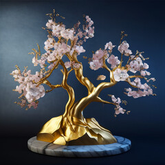 Luxurious cheery blossom tree with gold and marble