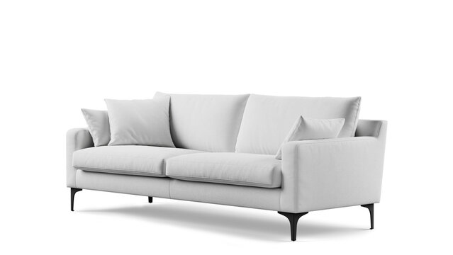 Modern sofa on isolated white background. Furniture for the modern interior, minimalist design.