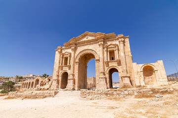 ancient roman Triumphal Arch in ancient city of Jerash, Jordan