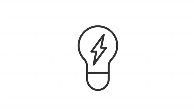 Animated lightbulb linear icon. Lighting device for home. Electricity consumption. Electric lamp. Seamless loop HD video with alpha channel on transparent background. Outline motion graphic animation