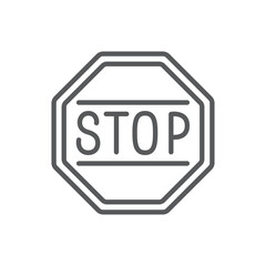 Stop sign line icon. Minimalist icon isolated on white background. Stop sign simple silhouette.