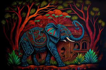 Fototapeta premium side view, an elephant in the jungle,