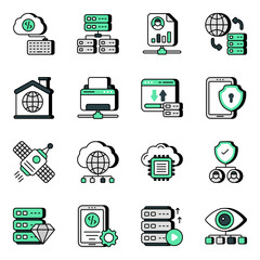 Pack of Network Data Sharing  Flat Icons 