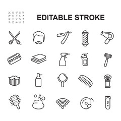 Barbershop - outline web icon set. Modern line icon collection.
