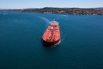 Aerial view oil tanker from above image