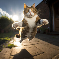 Obraz premium cat jump to camera