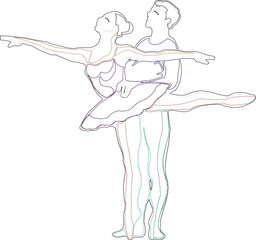 Vector sketch of couple dancing ballet dance