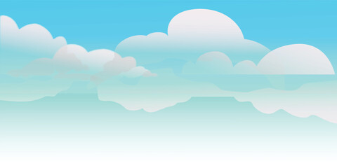 Blue sky landscape with fluffy cloud design vector