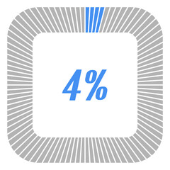 4 percent square shape percentage diagram for infographics,documents or reports. vector.
