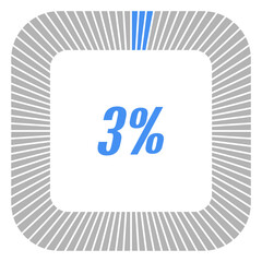 3 percent square shape percentage diagram for infographics,documents or reports. vector.