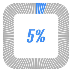 5 percent square shape percentage diagram for infographics,documents or reports. vector.