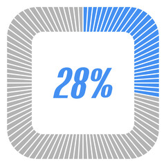 28 percent square shape percentage diagram for infographics,documents or reports. vector.