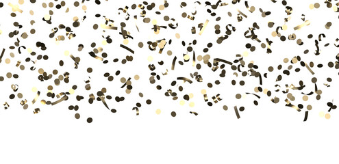 Glittering confetti on a transparent background. Holiday, birthday and Christmas decoration