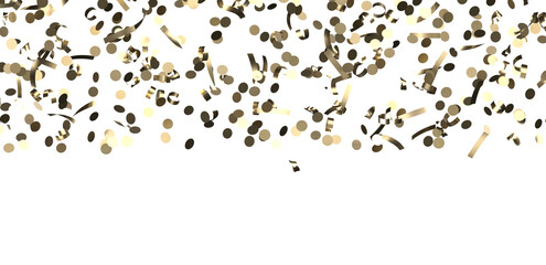 Glittering confetti on a transparent background. Holiday, birthday and Christmas decoration