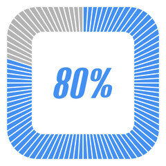 80 percent square shape percentage diagram for infographics,documents or reports. vector.