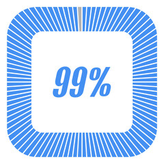 99 percent square shape percentage diagram for infographics,documents or reports. vector.