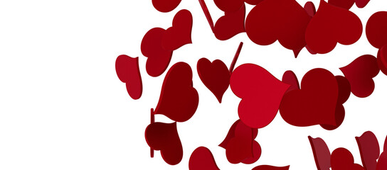 Falling love heart confetti 3d illustration